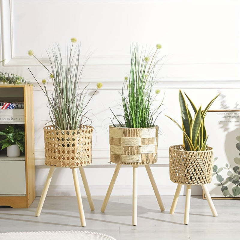 Woven Bamboo Plant Basket Stand