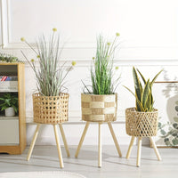 Woven Bamboo Plant Basket Stand