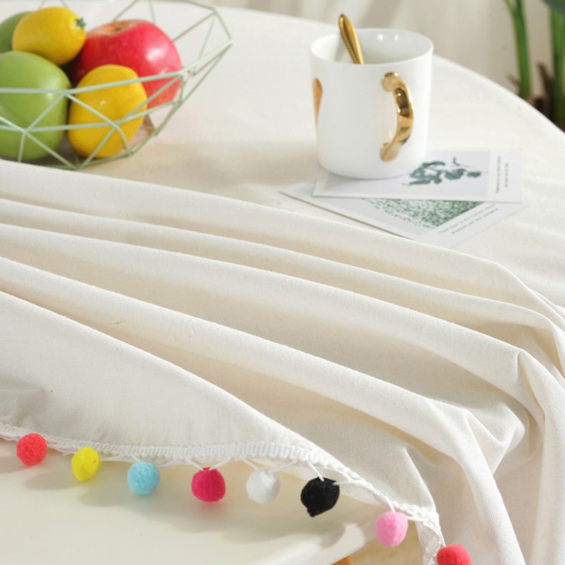 Pompom Edge Cotton Tablecloth