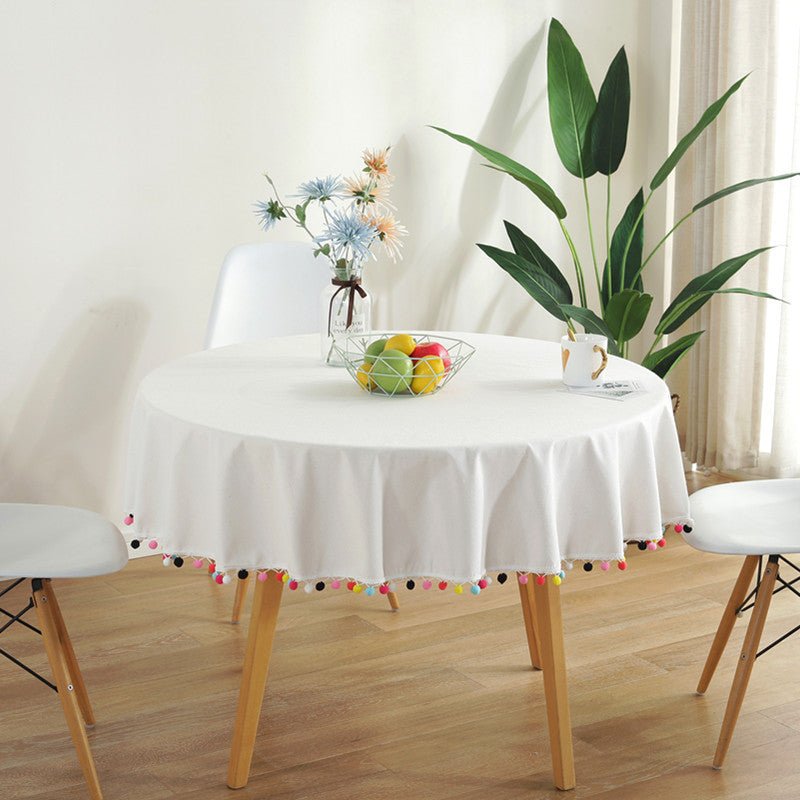 Pompom Edge Cotton Tablecloth