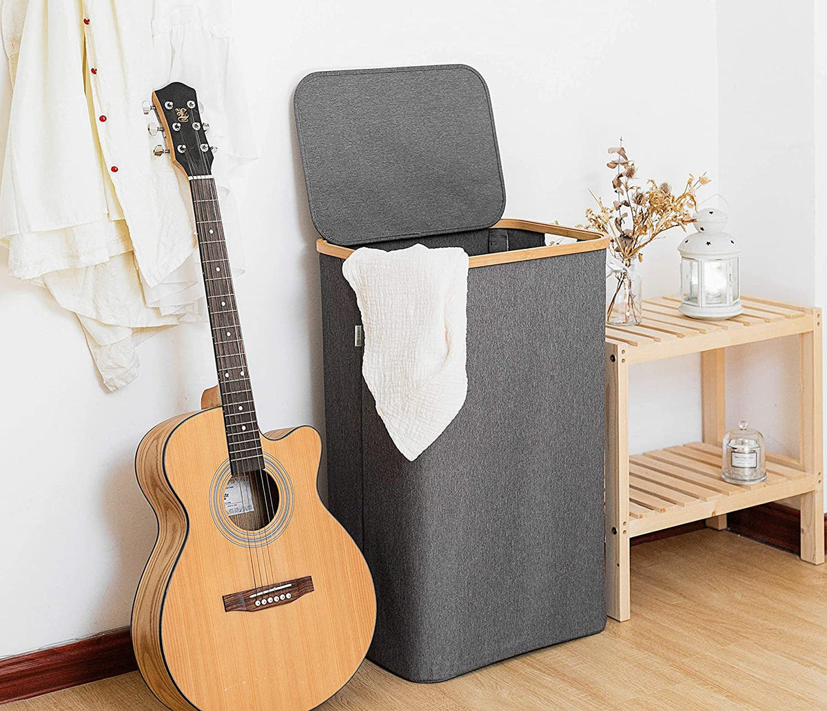 Tall Bamboo Laundry Basket