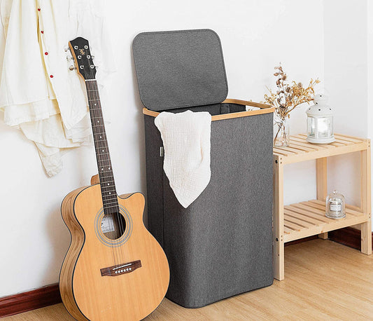 Tall Bamboo Laundry Basket