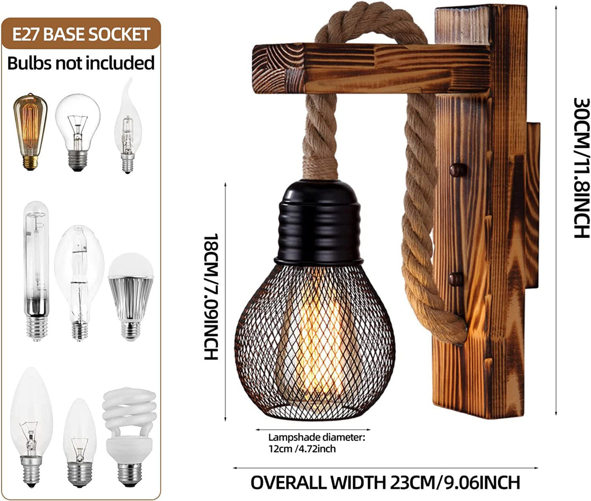 Wood and Rope Sail Wall Light