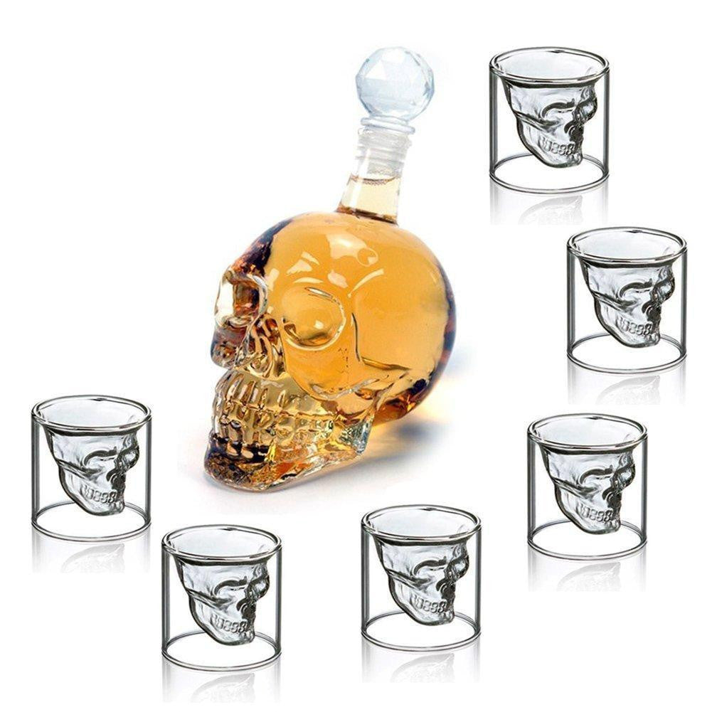 Skull Decanter and Shot Glass Set