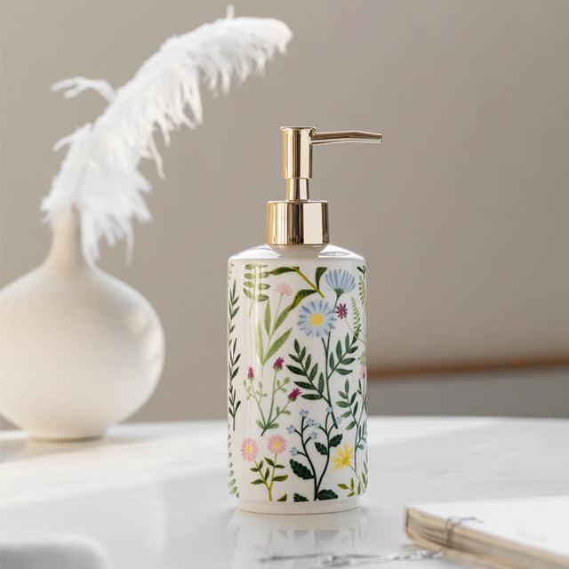 Floral Ceramic Soap Dispenser