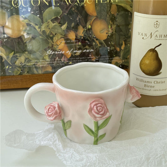 Hand Painted 3D Floral Mug