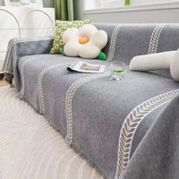 Leaf Print Chenille Sofa Cover