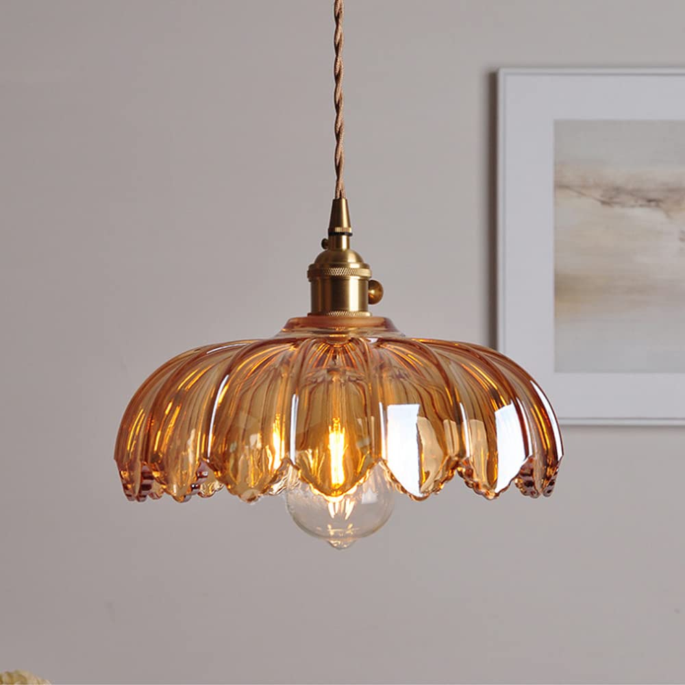 Scalloped Glass Flower Pendant Light