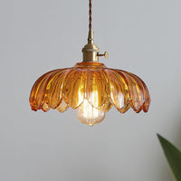 Scalloped Glass Flower Pendant Light