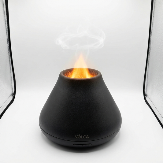 Volcano flame aroma diffuser with flame effect and smoke ring