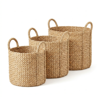 Set of three handwoven seagrass storage baskets