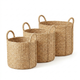 Set of three handwoven seagrass storage baskets