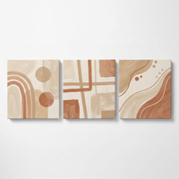 Form geometric canvas triptych in warm neutral tones