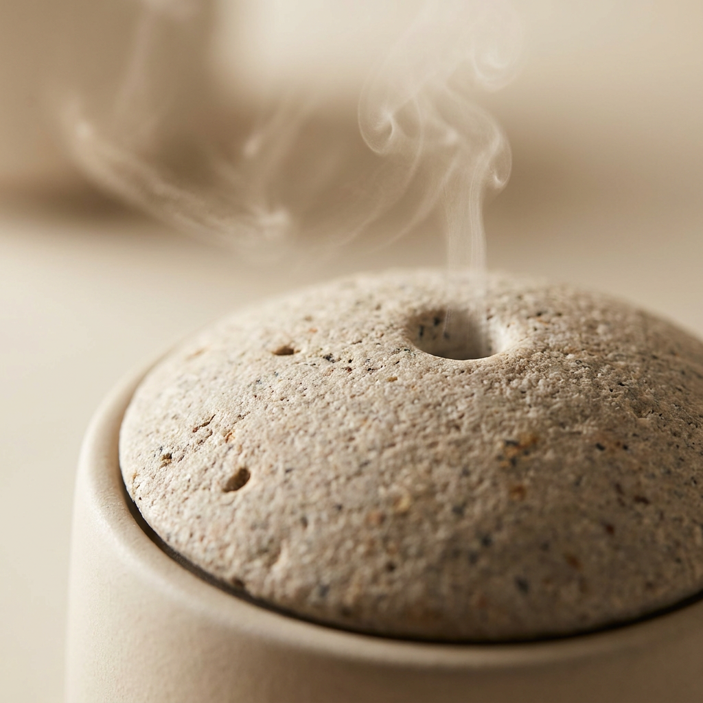 Aura diffuser ceramic stone texture detail with mist