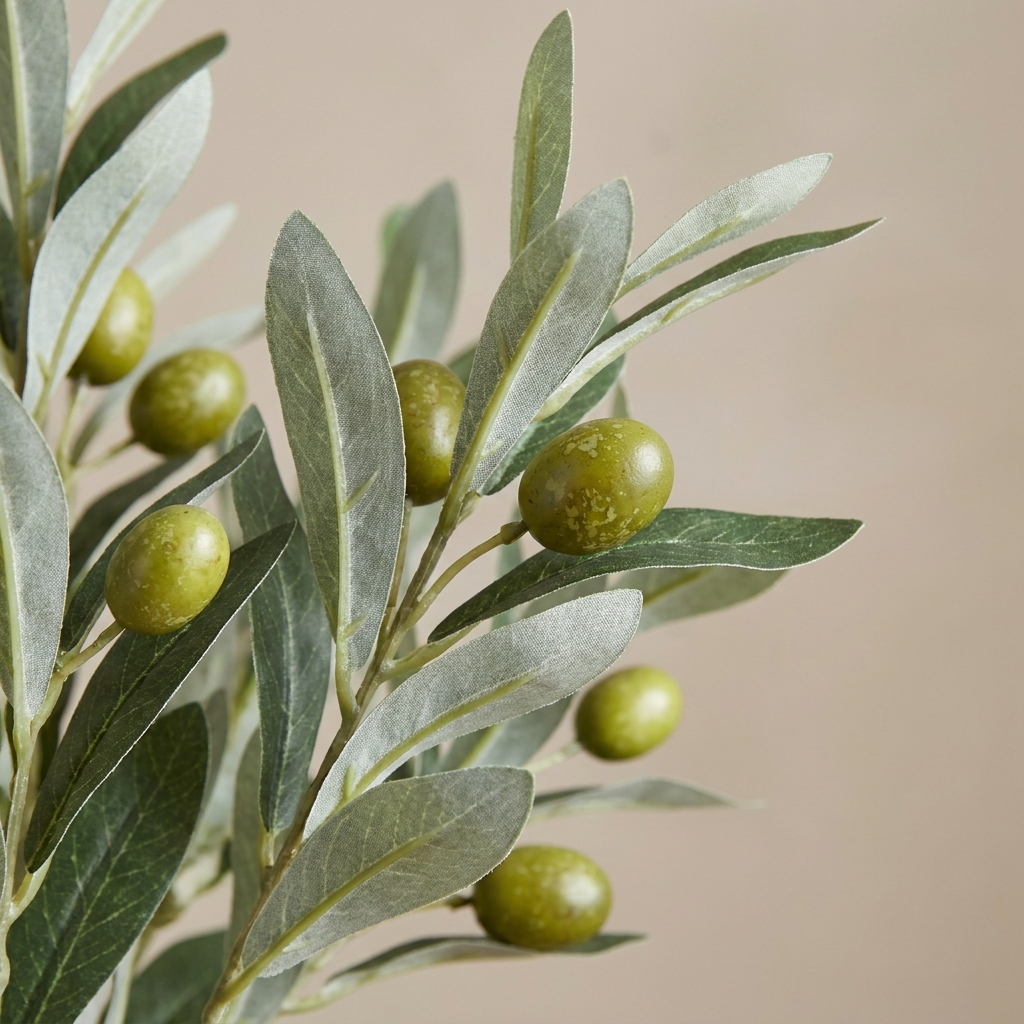 Olive tree leaf and olive realism detail
