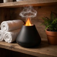 Volcano flame diffuser on a bathroom spa shelf