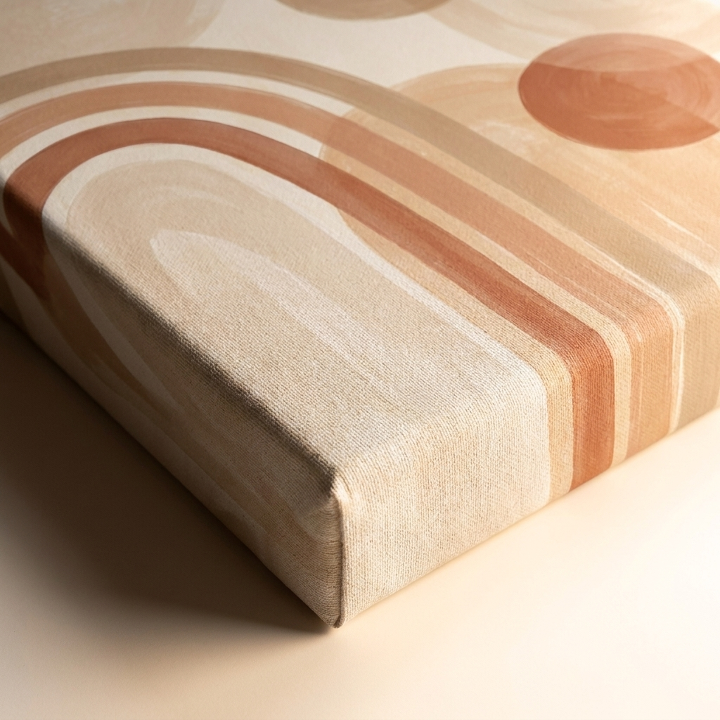 Geometric canvas texture and print finish detail