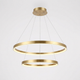 Remo Twin-Ring Pendant Light in brushed gold on a plain white background, showing the 60 cm upper ring and 40 cm lower ring on wire suspension
