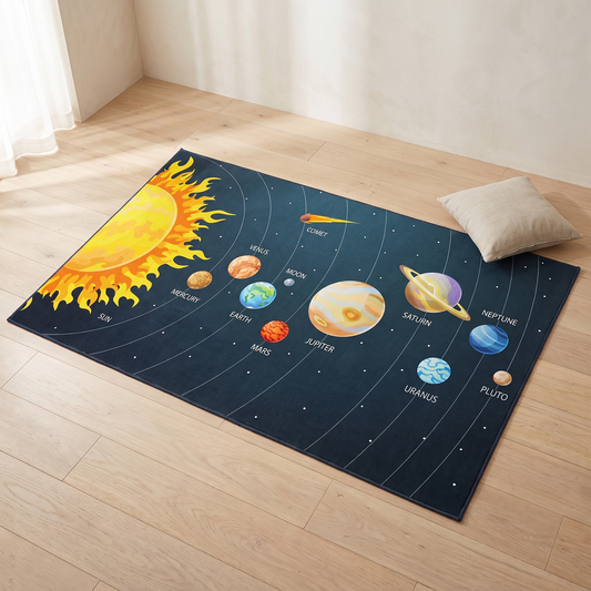 Orbit Solar System Print Kids Rug