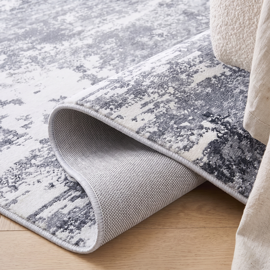 Marlo Grey Abstract Pearl Velvet Rug
