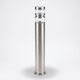 Vestro path post light in brushed stainless steel on a plain white background, 60cm column with clear banded top section