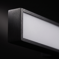 Sela Linear Outdoor Wall Light - macro aluminium end-cap and frosted diffuser detail