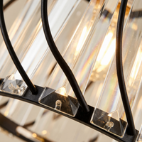 Relia Compact Ceiling Light - macro crystal prism bar and cage wire detail