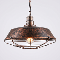 Vorden Industrial Cage Pendant Light in rustic copper-rust finish, plain background