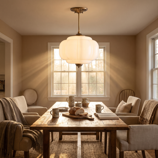 Elva Scalloped Milk Glass Ceiling Light