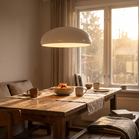 Liro Gloss White Dome Pendant Light
