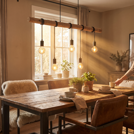 Rovo Natural Wood Rope Pendant Light