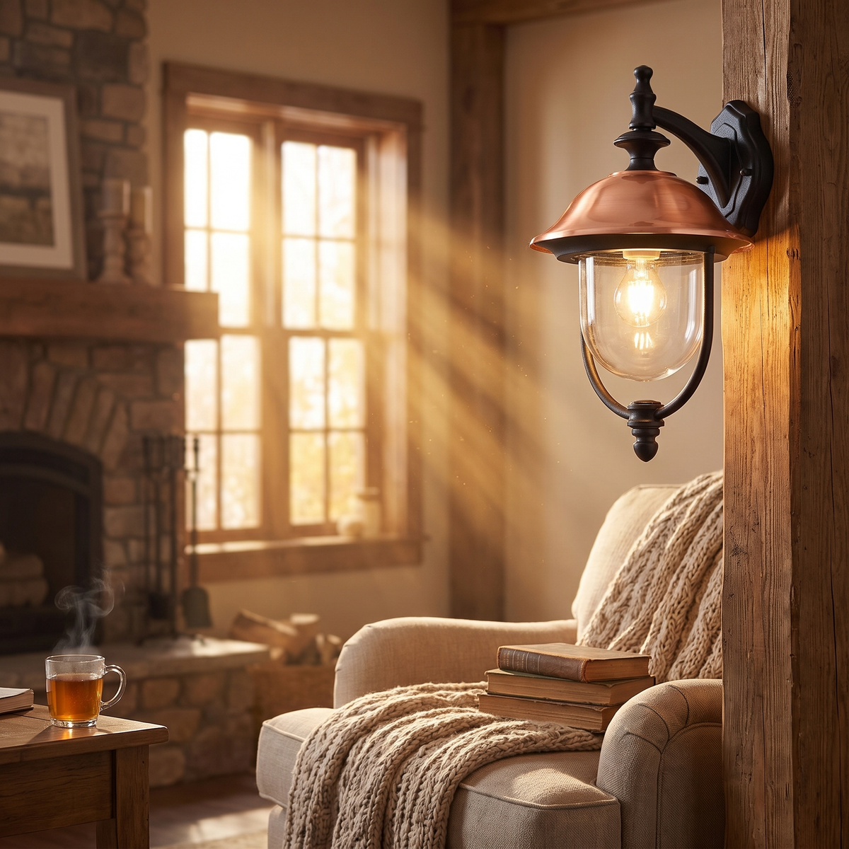 Clivo Copper Lantern Outdoor Wall Light