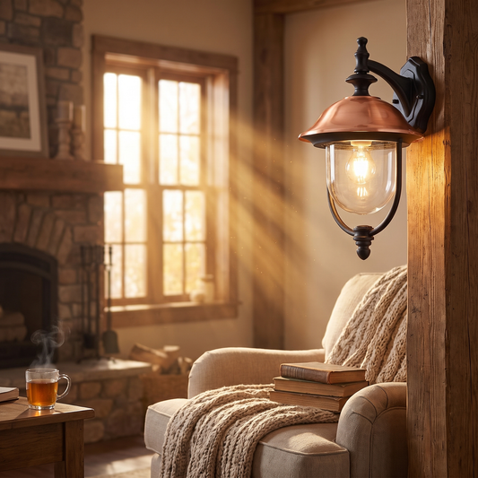 Clivo Copper Lantern Outdoor Wall Light