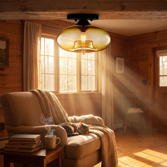 Valto Amber Glass Ceiling Light