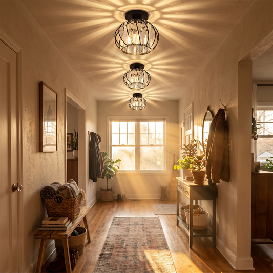 Relia Black Crystal Ceiling Light