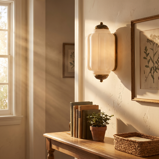 Faro Ribbed Milk Glass Wall Light