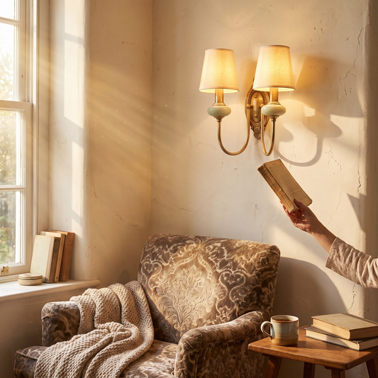 Orla Brass Twin Shade Wall Light