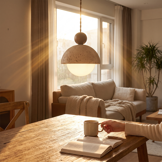 Vairo Travertine Dome Pendant Light