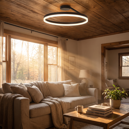 Soleno Matt Black Ring Ceiling Light