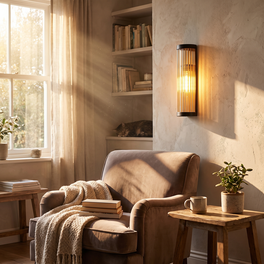 Yoro Fluted Glass Outdoor Wall Light