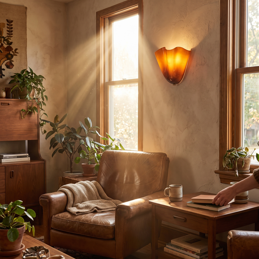 Sefta Amber Glass Wall Light