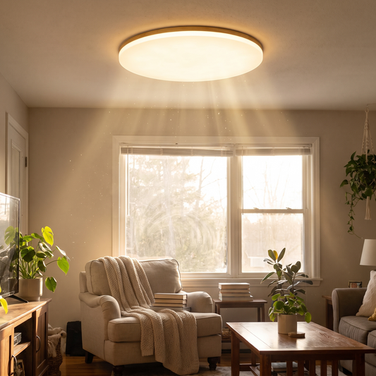 Nolla Wood Rim Flush Ceiling Light