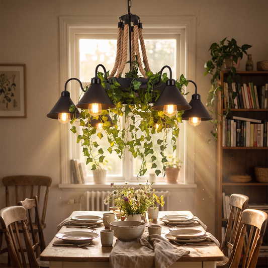 Corven Rope and Ivy Six-Arm Chandelier