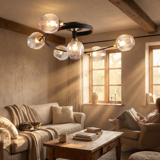 Orvello Amber Glass Cluster Ceiling Light