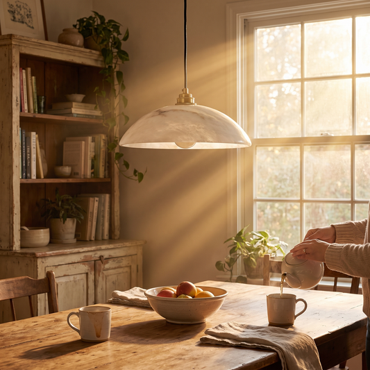 Delo Alabaster Dome Pendant Light