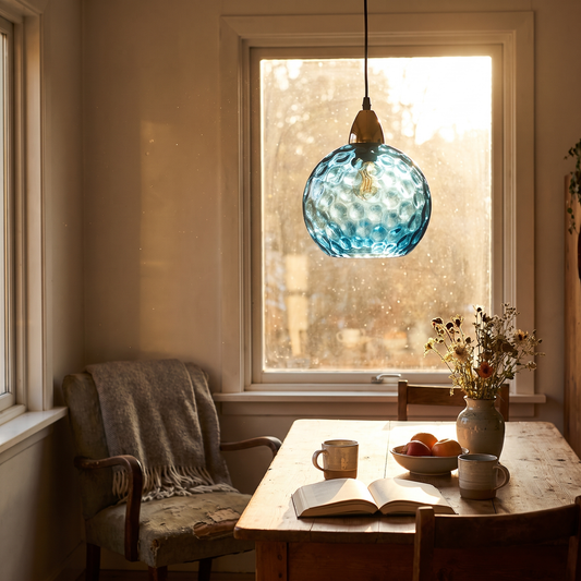 Riplo Blue Ripple Glass Pendant Light