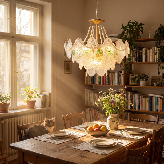 Delvi Pearl Glass Tiered Chandelier