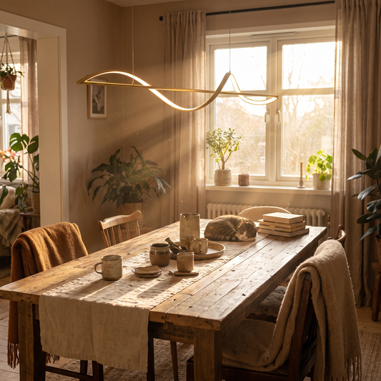 Kavro Brushed Gold Ribbon Pendant Light