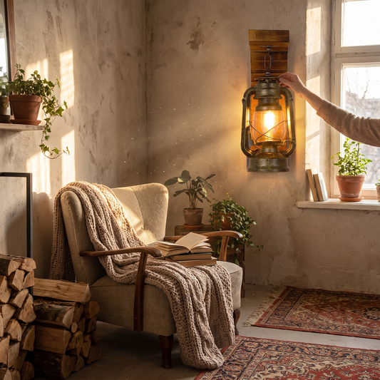 Kenva Pine Lantern Wall Light