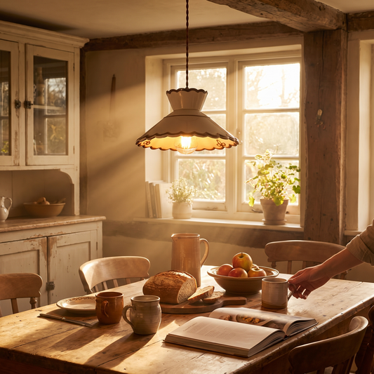 Wenna Scalloped Ceramic Pendant Light